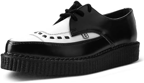 Amazon.com | T.U.K. Black & White Leather Pointed Creepers  display picture 2