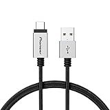 Pioneer Nylon Braided USB-C to USB-A cable (1 Meter/3.3 ft)for Samsung Galaxy Note 8, S8, S9, Google Pixel, MacBook,Sony XZ ,Nintendo Switch and More-Black