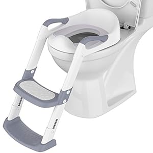 Potty Training Toilet Seat with Step Stool Ladder Toddlers Foldable Potty Training Chair Seats with Handles Splash Guard…