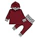 Staron 2pcs Toddler Baby Boy Striped Hoodie Tops+Pants Clothes Set Infant Outfits (18-24 Months, Wine)