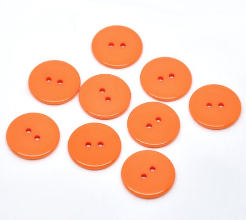 100 Orange Round 23mm Resin Buttons with 2 Sewing Holes. for Clothes Making, Art, Scrapbooking, and Many Other Crafts — image 1