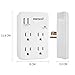 Oviitech Multi-Functional Wall Mount Outlet,Surge Protector,OviiTech 4-Outlet with USB 2.4A Charging Ports Socket Outlets Adapter,1875 W,750 Joules,White,ETL Listed,2 Pack