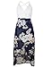 FANCYINN Women Lace Patchwork Floral Print Chiffon Summer Maxi Beach Halter Dress Blue L