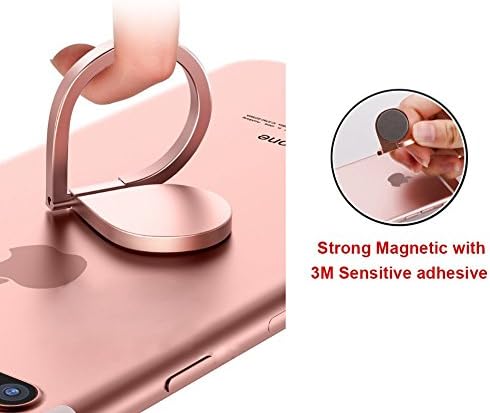 Phone Finger Ring Stand, JCPRINTSME Smart Phone Ring Holder 360°Rotation 180°Flip Ring Stand Grip Mount Finger Loop for iPhone 8 7/7 Plus,Galaxy S8/S8 Plus, ipad, for Magnetic Car Mount -Rose Gold