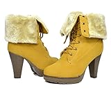 DREAM PAIRS Women's Fashion Fur Lined Lace Up Chunky Heel Wedge Platform Winter Ankle Boots