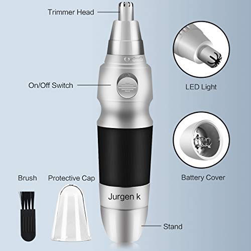Nose Hair Trimmer - Jurgen K Professional Painless Nose and Ear Hair Trimmer Clipper Removal for Men&Women, Battery Operated, Mute Motor, Double-Edge Stainless Steel Blades - Thumbnail 5