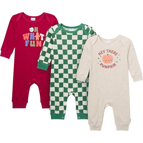 Onesies Brand Baby Unisex 3-Pack Cotton Romper – Soft Lap Shoulder One-Pieces w…