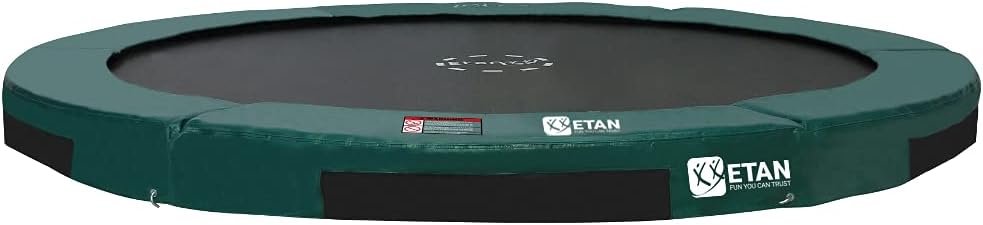 Etan Hi-Flyer Outdoor Inground Trampoline - Floor Garden Trampoline with UV Resistant Edge Cover with Strong PVC - In-ground Kids Trampoline - Green - Round
