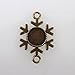 PEPPERLONELY 10PC Antique Bronze Flat Round Alloy Double Sided Snowflake Connector Cabochon Bezel Settings 35x23x3mm
