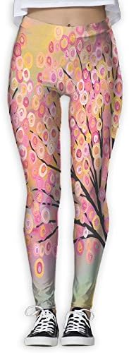 Women's Blossoming Trees Iridescent Pink Printing Athletic Stretchy Yoga Pants Workout Pants Elasticity Leggings