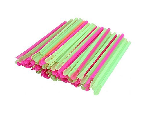 50 pcs multicolour spoon straw Disposable Spoon Plastic Drinking Straw Party Ice Smoothies Milkshake Bar Snow Cone Candy Spoon