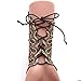 Juland Lace Fingerless Gloves Women Gothic Floral Lace Steampunk Wristband Ring Vintage Beaded Handmade Lace Up Gloves Bridal Bracelet Ring Set - 1 Pair –Bronzing S Size