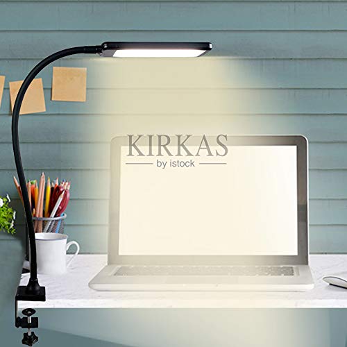 Swing-Arm-Lamp-Touch-Control-2500K-6000K-LED-Desk-Lamp-with-Clamp-5-Brightness-Dimming-Flexible-Gooseneck-Architect-Table-Lamp-Memory-Function-and-Eye-caring-Reading-Light-for-Home-and-Office-Black