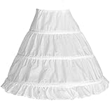 Edress Girls' 3 Hoops Petticoat Full Slip Flower Girl Crinoline Skirt (fits4-10 years)