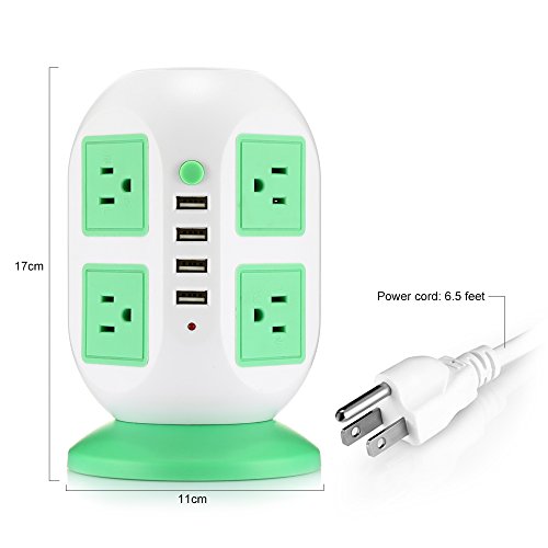 image for Mesuvida Power Strip Tower, Multisocket Power Strip with 8 Outlets and