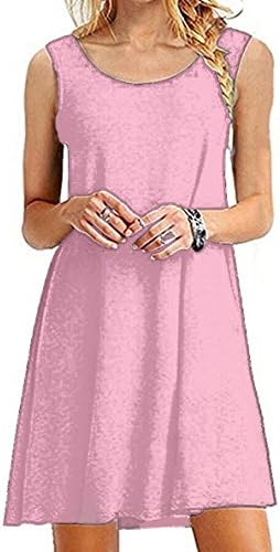 GABREBI Women's Casual Loose T-Shirt Dress Sleeveless Summer Tank Plus Size Swing Dresses