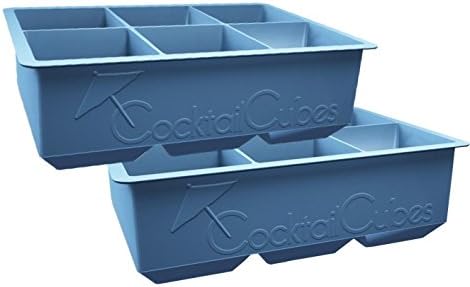Cocktail Cubes Large Silicone King 2.0" Cube Ice Cube Trays - Makes Big Cubes for Whiskey - Dusk Blue - 2 Trays