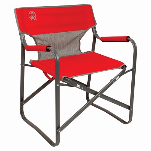 Coleman Outpost Breeze Folding Camping Chair with Cooling Mesh Back, Portable Outdoor Chair Supports up to 300lbs