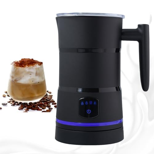Espumador de Leche Electrico 4 En 1, 430ml Calentador Eléctrico Acero Inoxidable para Leche Caliente con Batidor Vaporizador Automática para Espuma Fría y Caliente Café Latte Capuchino Chocolate, 400W