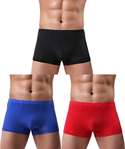 Yundobop Men's Ice Silk Boxer Briefs Sexy Seamless Trunks Underwear Pack L