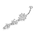 FIBO STEEL 3 Pcs 14G Stainless Steel Belly Button Rings Navel Barbell Body Jewelry Piercing CZ Inlaid