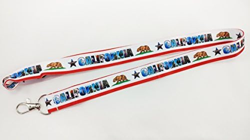 California Lanyard Keychain with Metal Clasp - ID Lanyard for Keys, Badges, USB, Whistle, Passport, Nametag - ID Holder Keychain for Women, Men, Kids (White)