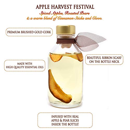 LOVSPA Apple Harvest Reed Diffuser Oil Set | Fresh Red Apples & Subtle Notes of Roasted Pears | Infused with Real Fruit! Perfect Fall & Holiday Scent! | Great Home Gift Idea