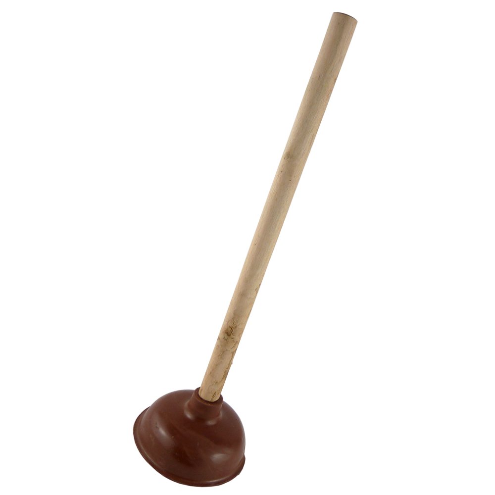 Large Wooden Plunger with Long Handle & Strong Thick Rubber Plug