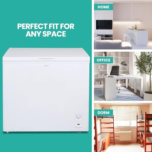 Koolatron Deep Freezer - Chest Freezer, 1 Wire Basket, Garage Ready, Meat Storage, Front Drain, Congelador For Home, Apartment, Basement, Dorm, Cottage, Manual Defrost, Stand Up, 7.0 Cubic Feet, White
