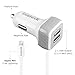 Inateck USB Car Charger, 33W USB Car Charger with 2 USB Port & Built in Apple Certified Lightning Cable & 4 Feet Micro USB Cable for iPhone, iPad, Samsung Galaxy - White