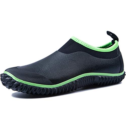 SAGUARO Women's Rain Boots Men Neoprene Waterproof Car Wash Shoes Ankle Outdoor Garden Footwear Non-Slip Black Green