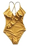 Cupshe Fashion Happy Ending Solid One-Piece Swimsuit Beach Swimwear Bathing Suit (XL),Yellow