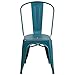 Flash Furniture Commercial Grade Distressed Kelly Blue-Teal Metal Indoor-Outdoor Stackable Chair