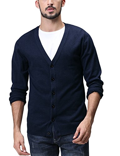 Match Men's Sweater Series V-Neck Button Up Cardigan #Z1522(US 2XL (Tag Size 4XL),Z1522 Heather Blue)