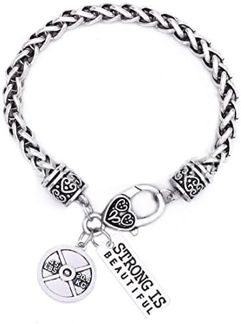 Strong is beautiful Bracelet, Weight Plate Charm Bracelet, Fitness Jewelry , Inspirational Jewelry