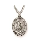 The Santi Collection Sterling Silver Catholic Patron Saint Medal Pendant, 7/8 Inch to 1 Inch