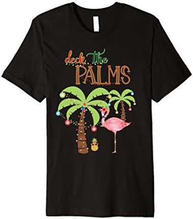 Mens Tropical Christmas T Shirt-Flamingo-Family Holiday Vacation 3XL Black