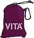 ChicoBag VITA Reusable Shopping Bag with Attached Pouch and Carabiner Clip, Compact, Designer Shoulder Tote, Boysenberry