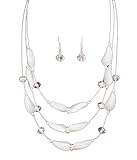 Fashion Jewelry ~White Multi Strand Bead Formaica Necklace and Earrings Set (S 9210RDWHT)