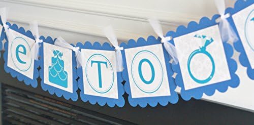 Damask White &amp; Blue Scroll Bridal Shower "Bride to Be" Bachelorette Wedding Cake Ring Party Banner - Party Packages &amp; Favor Tags, Door Sign, Centerpieces Avail