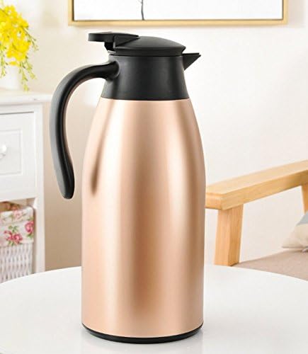 MEGOOD 2.1L/71 ounce Double Wall Vacuum Hot and Cold Insulated Thermal Carafe,Stainless Steel Matte Water Bottle Kettle for Water,Coffee,Tea,Juice and Other Beverages(Matte gold)