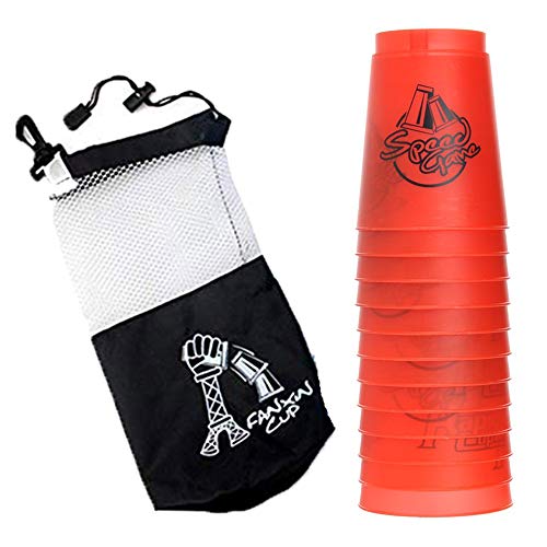 Quick Stacks Cups 12 Pack of Sports Stacking Cups Speed Training Game Challenge Competition Party Toy with Carry Bag(Red)