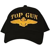 Black US Navy Top Gun Embroidered Ball Cap - Adjustable Hat
