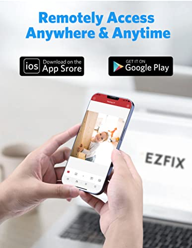 Wired Security Camera System, EZFIX 4pcs 2MP/1080P HD Outdoor Security Camera, Full-Color Night Vision, 8CH DVR CCTV Camera, IP66 Waterproof, Motion Detection, Instant Alert, Remote Access (No HDD)