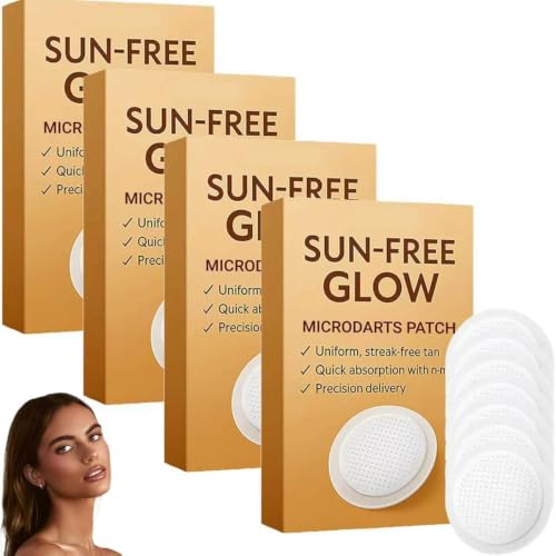 Sun-Free Glow Micro-Needle Tanning Patches, 2026 New Glow Tanning Patches, 4 Box Patches, Self Tan Patches for Natural-Looking Colour, Streak-Free Finish, Gentle Home Tanning Use