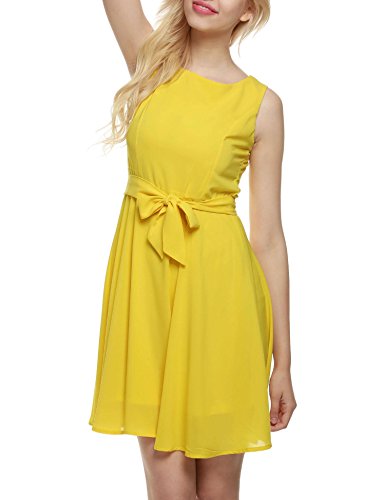 Zeagoo Damen Chiffonkleid Brautjungfernkleid Partykleid Hochzeit Kleider Festkleid mit Gürtel Einfarbig – Bild 5