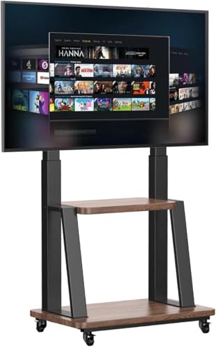 TETVIK Soporte de Piso para TV Móvil con Ruedas de 32 a 75 Pulgadas,Base para TV VESA 200x200-600x400mm,Carrito de TV para Pantalla Altura Ajustable,Soporta hasta 60 KG,Resistente y Fácil de Armar
