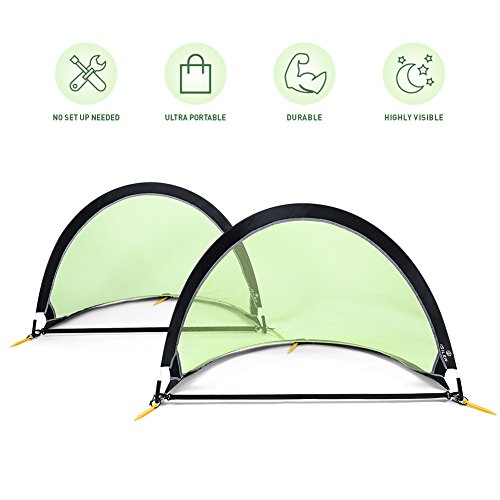 iSiLER Pop Up Soccer Goal, Size 4’ Portable Soccer Nets, Two Foldable Soccer Nets with Carry Bag, Kids Soccer Goal 1.3lb Ultra-light Weight