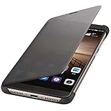 GBSELL Luxury Smart Window Sleep Wake UP Flip Leather Case Cover for Huawei Mate 9 (Black)