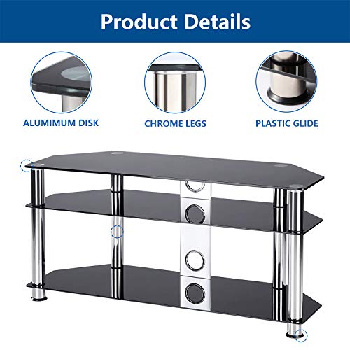 image for Rfiver Corner Floor TV Stand with Cable Management for TVs up to 55